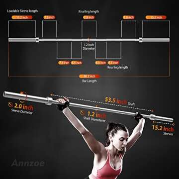 Olympic Barbell Bar 7 Feet Weight Bar, 20kg Men’s Solid Iron Weighted Workout Barbell Weight Strai...