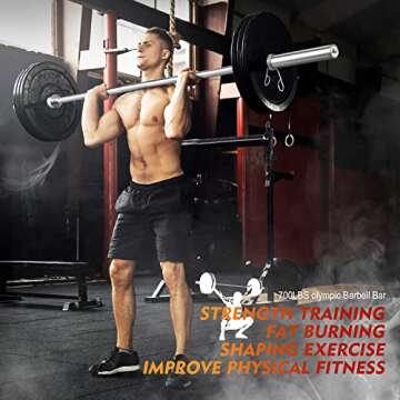 Olympic Barbell Bar 7 Feet Weight Bar, 20kg Men’s Solid Iron Weighted Workout Barbell Weight Straight Weightlifting Technique Bar for Home Fitness Exercise Equipment, Rated 700lbs for Weightlifting