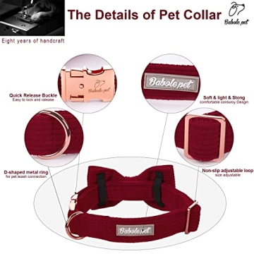 Babole Pet Wine Red Dog Collar – Adjustable Bow Tie Collar for Medium Dogs
