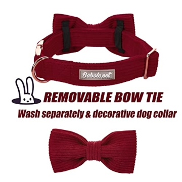 Adjustable Babole Pet Wine Red Dog Collar with Bow Tie