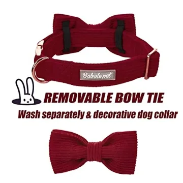 Adjustable Babole Pet Wine Red Dog Collar with Bow Tie
