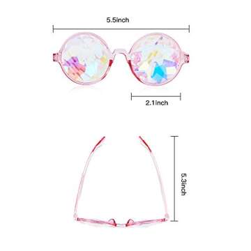 Frienda 3 Pairs Kaleidoscope Rave Glasses with Unique Rainbow Lenses