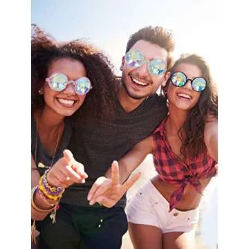 Frienda Rave Kaleidoscope Glasses 3 Pairs for Festivals