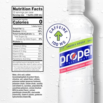 Propel Energy Boost Zero Calorie Flavored Water With Electrolytes and Caffeine, 3 Flavor Variety Pac...