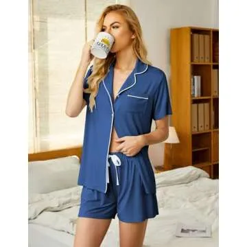 Ekouaer Short Sleeve Pajamas Set for Women - Soft and Stylish