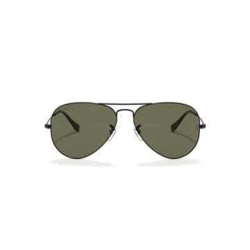 Ray-Ban RB3025 Classic Aviator Sunglasses, Matte Black/Polarized G-15 Green, 58 mm