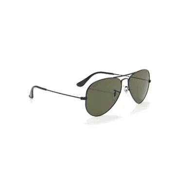 Ray-Ban RB3025 Classic Aviator Sunglasses, Matte Black/Polarized G-15 Green, 58 mm
