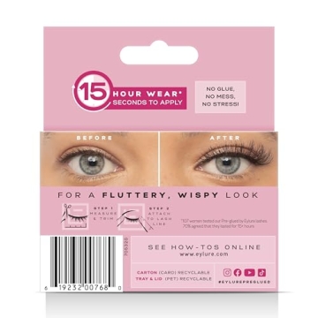 Eylure No. 117 Pre-Glued Wispy Eyelashes for Glam Makeup
