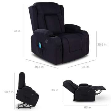 Best Choice Products Modern Linen Electric Power Lift Chair, Recliner Massage Chair, Adjustable Furn...