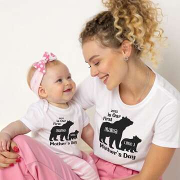 Our 1st Mother's Day Shirt Set - Customizable Matching Outfits for Mom and Baby