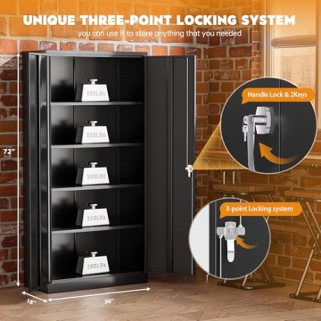 Greenvelly 72" Heavy-Duty Secure Metal Storage Cabinet