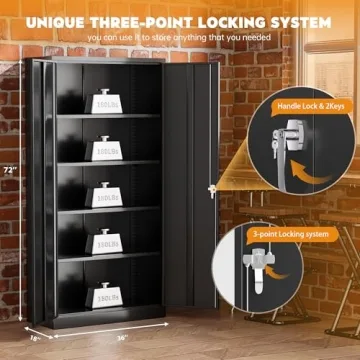 Greenvelly 72" Heavy-Duty Secure Metal Storage Cabinet