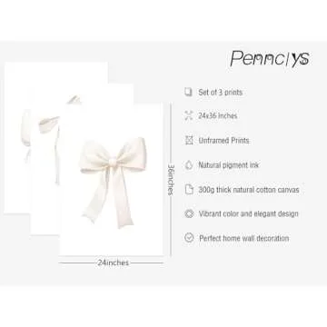 Bow Wall Art Coquette Room Canvas Decor Beige Bow Poster Preppy Wall Deocr Aesthetic Pictures Coquet...