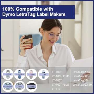Label Maker Clear Tape Replacement for Dymo Label Maker Refills Clear 1/2'' x 13', Compatible with Dymo Letratag Refills Transparent Plastic Tape, Work with Dymo Letratag LT-100T LT-100H QX50, 4-Pack