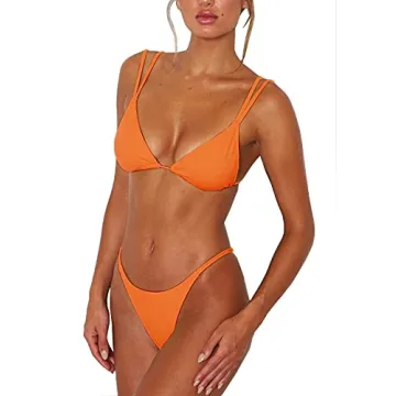 ForBeautyShe Two Piece Orange Bikini: Sexy & Adjustable