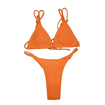 ForBeautyShe Two Piece Orange Bikini: Sexy & Adjustable
