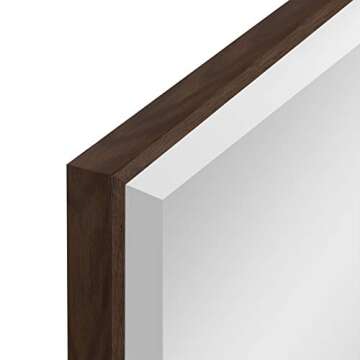 Kate and Laurel Rhodes Mid-Century Modern Octagon Wall Mirror, 25" x 25", Walnut, Chic Geometric Home Decor