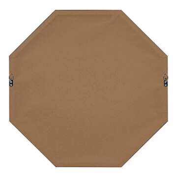 Kate and Laurel Rhodes Mid-Century Modern Octagon Wall Mirror, 25" x 25", Walnut, Chic Geometric Home Decor