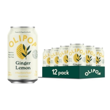 OLIPOP Ginger Lemon Soda - Refreshing and Healthy Sparkling Drink