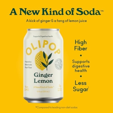 OLIPOP Ginger Lemon Soda - Refreshing and Healthy Sparkling Drink