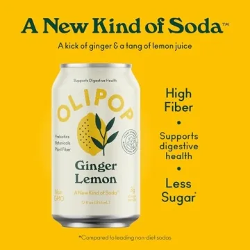 OLIPOP Ginger Lemon Soda - Refreshing and Healthy Sparkling Drink