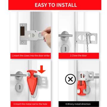 ZZRUI Portable Door Stop Alarm & Upgrade Portable Door Lock Add Extra Door Security Safetyfor Travel,Hotel,Home