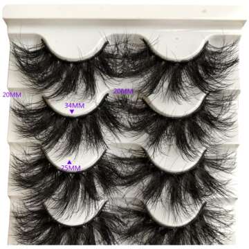 GMAGICTOBO False Eyelashes 25MM Lahses Fluffy Wispy False Lashes Pack 3D Faux Mink Eyelashes Soft Strips Eye Lashes 5 Pairs Multipack