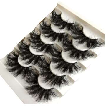 GMAGICTOBO False Eyelashes 25MM Lahses Fluffy Wispy False Lashes Pack 3D Faux Mink Eyelashes Soft Strips Eye Lashes 5 Pairs Multipack