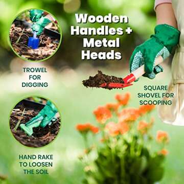 Little Wombats Kids Gardening Tools, 10 Piece Garden/Backyard Tools, Gloves, Apron, Rake, Hat, Shovel, Watering Can, Spray Bottle, Butterfly Net & Tote - Pretend Play for Boys & Girls Age 3-7