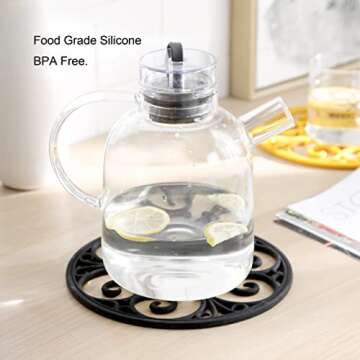 Silicone Trivet Mat - Non-Slip & Heat Resistant Kitchen Hot Pads for Countertops & Table - Kitchen Trivets for Hot Dishes & Cookware - Hot Pot Holder for Pots & Pans - White,Set of 3