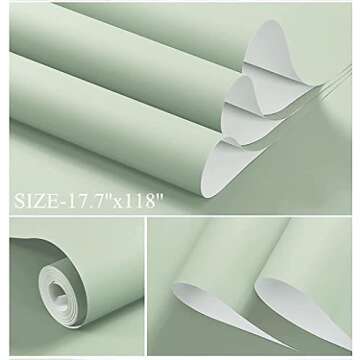 Dimoon 118''x17.7'' Green Peel and Stick Wallpaper Contact Paper Modern Self Adhesive Wall Paper Rem...