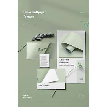 Dimoon 118''x17.7'' Green Peel and Stick Wallpaper Contact Paper Modern Self Adhesive Wall Paper Removable Renter Friendly Textured Solid Color Shelf Cabinet Vinyl Roll (118''x17.7'',Light Green)