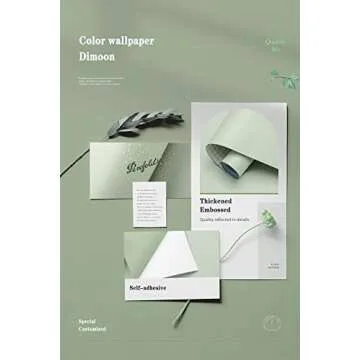Dimoon 118''x17.7'' Green Peel and Stick Wallpaper Contact Paper Modern Self Adhesive Wall Paper Removable Renter Friendly Textured Solid Color Shelf Cabinet Vinyl Roll (118''x17.7'',Light Green)
