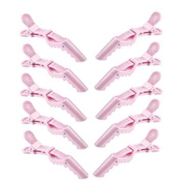 10pcs/set Multicolor Croc Clips Transparent Plastic Hairdresser Clips Hair Styling Sectioning Barrettes Professional Non Slip Alligator Clips Salon DIY Accessories Hairpins (10pcs-Light Pink)