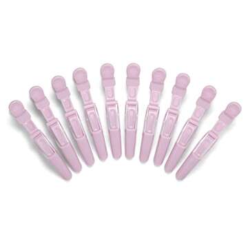 10pcs/set Multicolor Croc Clips Transparent Plastic Hairdresser Clips Hair Styling Sectioning Barrettes Professional Non Slip Alligator Clips Salon DIY Accessories Hairpins (10pcs-Light Pink)