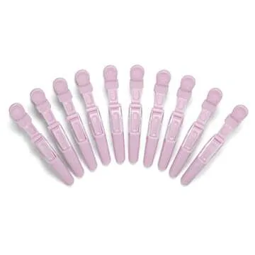 10pcs/set Multicolor Croc Clips Transparent Plastic Hairdresser Clips Hair Styling Sectioning Barrettes Professional Non Slip Alligator Clips Salon DIY Accessories Hairpins (10pcs-Light Pink)