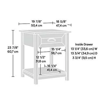 Sauder County Line Side Table/Night Stand, Salt Oak Finish