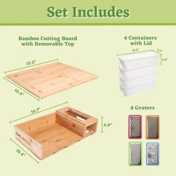 Bamboo Cutting Board With Containers for Easy Meal Prep