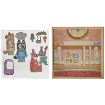 Bluey Magnetic Wooden Playhouse 18 Piece Activity Set