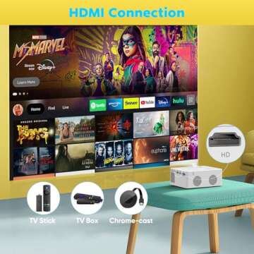 PURSHE Mini Bluetooth Projector - Full HD 1080P Portable