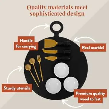 The Bamboo Abode Charcuterie Board Gift Set, Black: Unique Mother's Day Gifts For Mom, House Warming Gifts New Home, Wedding Gifts for Couple, Bridal Shower Gift