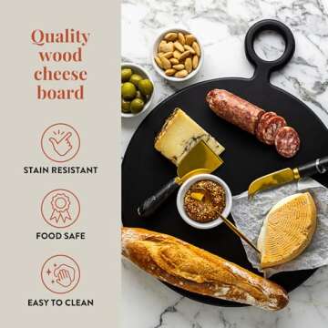 The Bamboo Abode Charcuterie Board Gift Set, Black: Unique Mother's Day Gifts For Mom, House Warming Gifts New Home, Wedding Gifts for Couple, Bridal Shower Gift