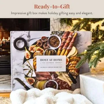 The Bamboo Abode Charcuterie Board Gift Set, Black: Unique Mother's Day Gifts For Mom, House Warming Gifts New Home, Wedding Gifts for Couple, Bridal Shower Gift