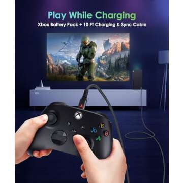 Rechargeable Xbox Controller Battery with 10FT USB-C Cable
