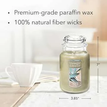 Yankee Candle Sage & Citrus Scented, Classic 22oz Large Jar Single Wick Candle, Over 110 Hours of Burn Time, Ideal for Home Decor and Gifts