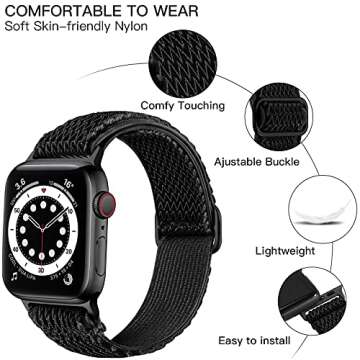 Lerobo Elastic Bands Compatible with Apple Watch 44mm 45mm 42mm 49mm 41mm 40mm 38mm for Women Men,St...