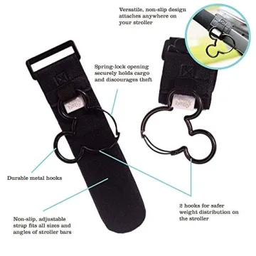 Disney Mickey Mouse Stroller Hooks - Durable & Versatile Clips