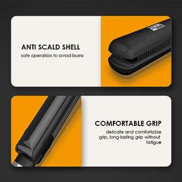 3 IN 1 Heated Styling Tool: Straightening Brush, Crimper & Flat Iron for Smooth, Anti-Frizz Hair | Electric Hot Brush for Styling (Black)