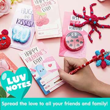 JOYIN 12 PCS Valentine's Day Gift Cards with Fun Foam Clay, Squashy Modeling Foam Beads Play Kits for Classroom Gift Exchange, Valentine Party Favors, Games Prizes