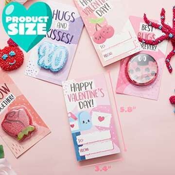 JOYIN 12 PCS Valentine's Day Gift Cards with Fun Foam Clay, Squashy Modeling Foam Beads Play Kits for Classroom Gift Exchange, Valentine Party Favors, Games Prizes